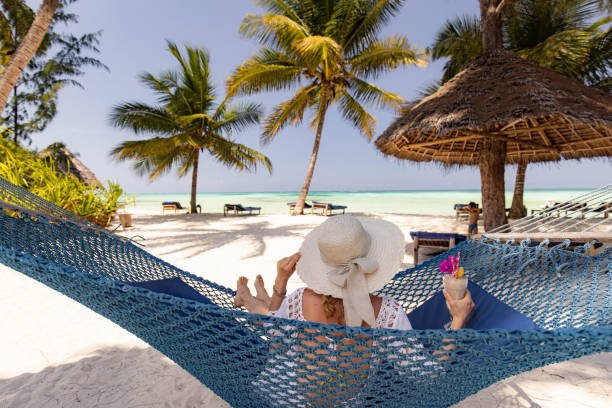 Beach resort pool overlooking the ocean in Zanzibar
